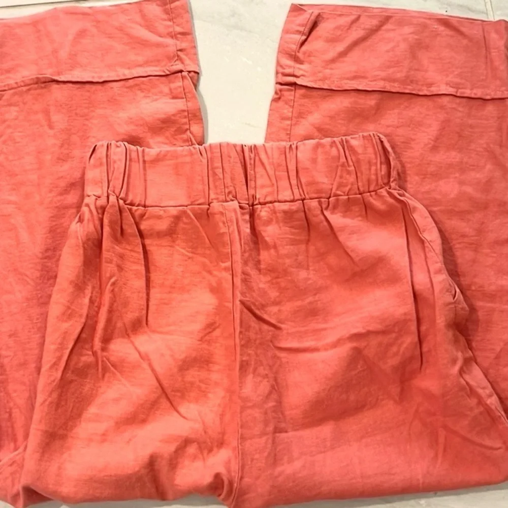 Carla Ruben Couture’,Italian Linen Viscose Cropped &  Cuffed Pants Italy Size S
